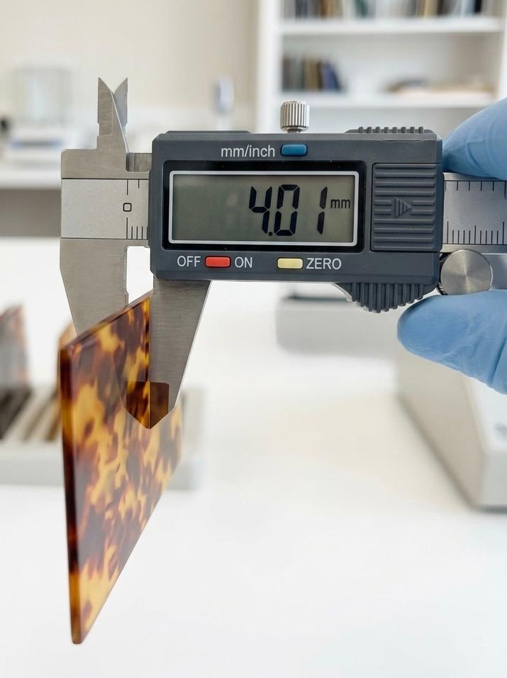 Calipers measuring tortoise acetate, 4.01mm